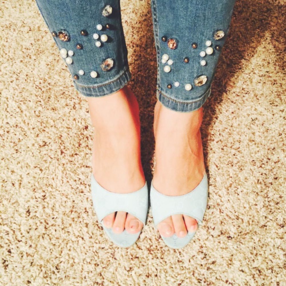 Gucci blue sandal heels 36.5